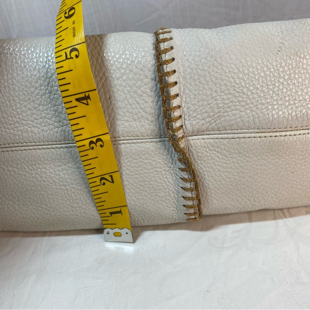 Carlos Falchi Fatto a Mano Large Bone White Leather Whipstitch Tote Shoulder Bag - Picture 11 of 15